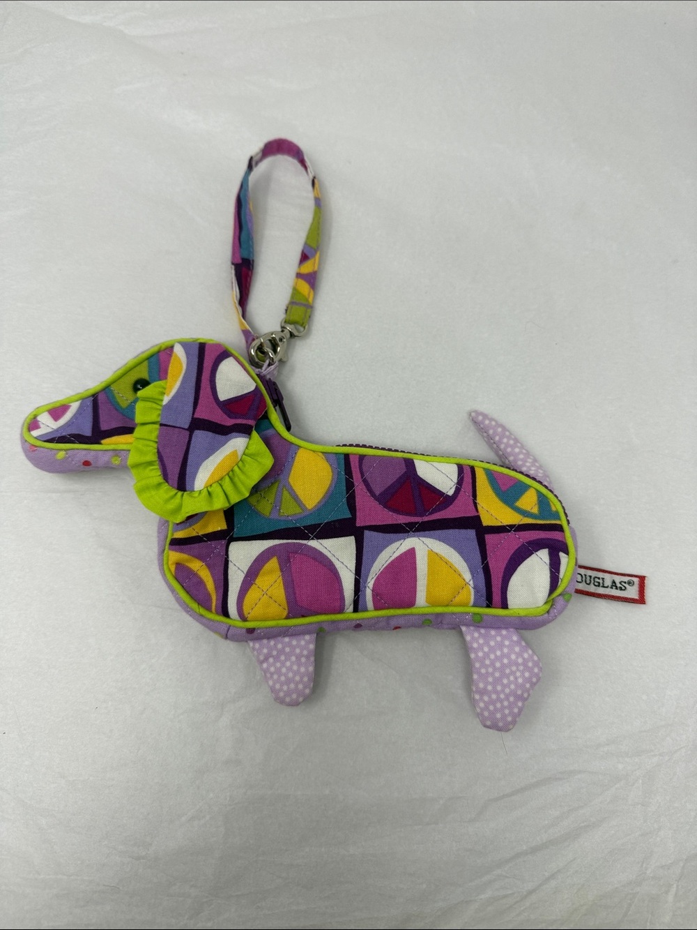 Douglas Sassy Dachshund Dog Quilted Coin Purse Wristlet Zip Bag Charm Peace